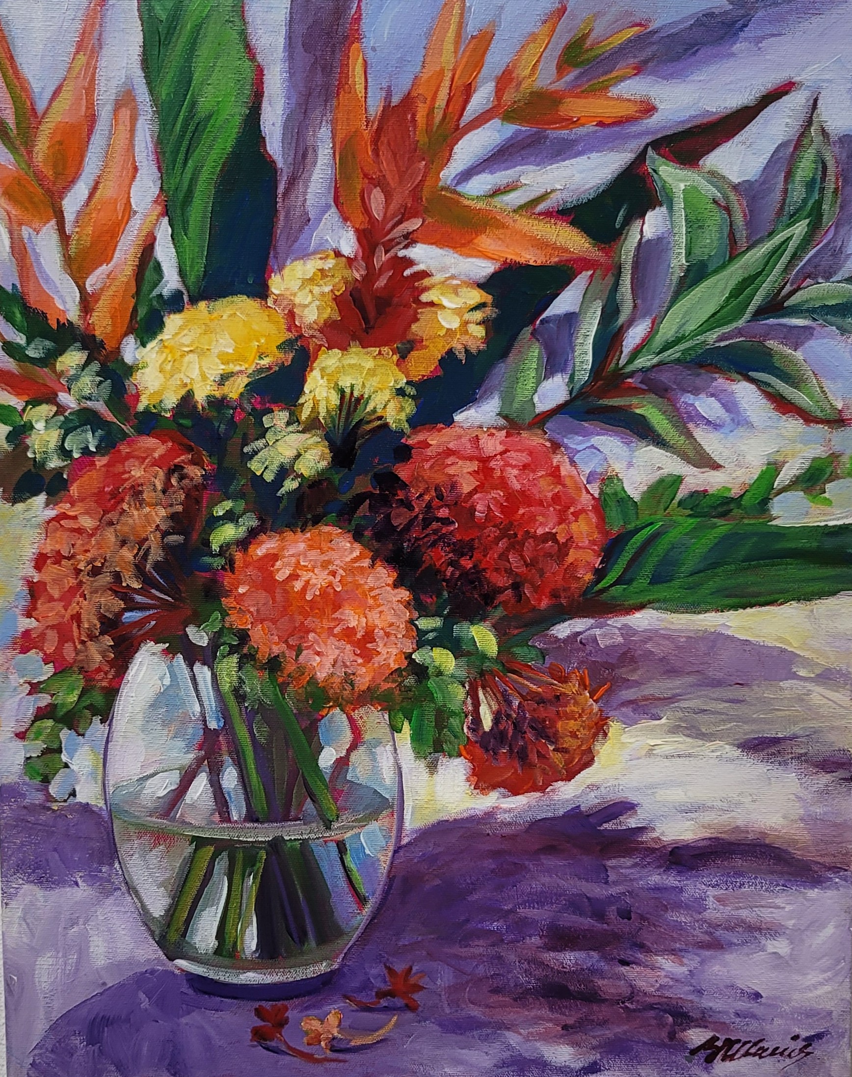 Bright Red Ixora Flowers in vase - 4700TTD